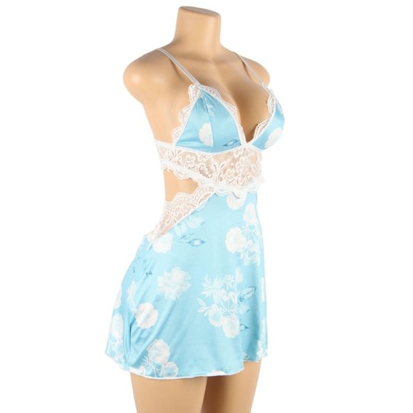 Floral form fitting Print Lace-up Babydoll Without Underwire - Picture 8 of 9